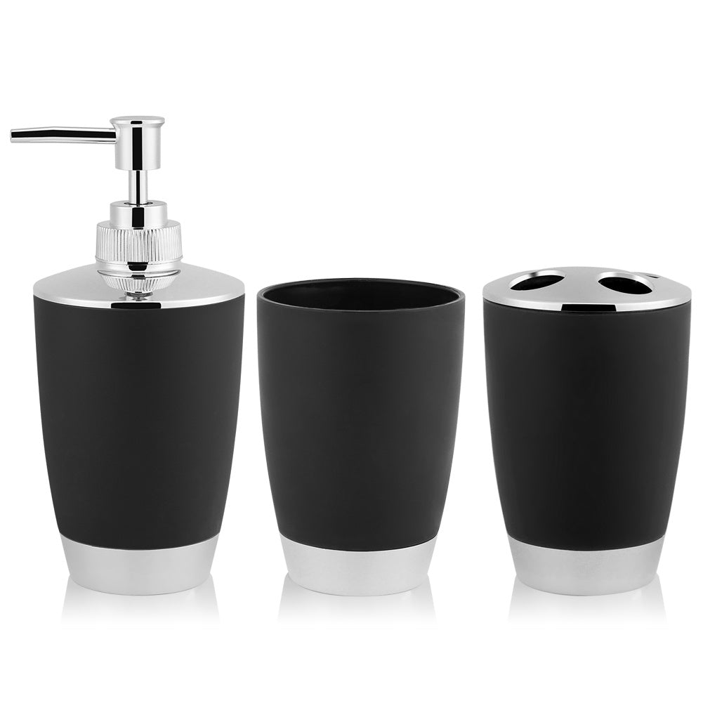 4Pcs/L’ensemble d’accessoires de salle de bain comprend une tasse Porte-brosse à dents et Distributeur de savon Noir